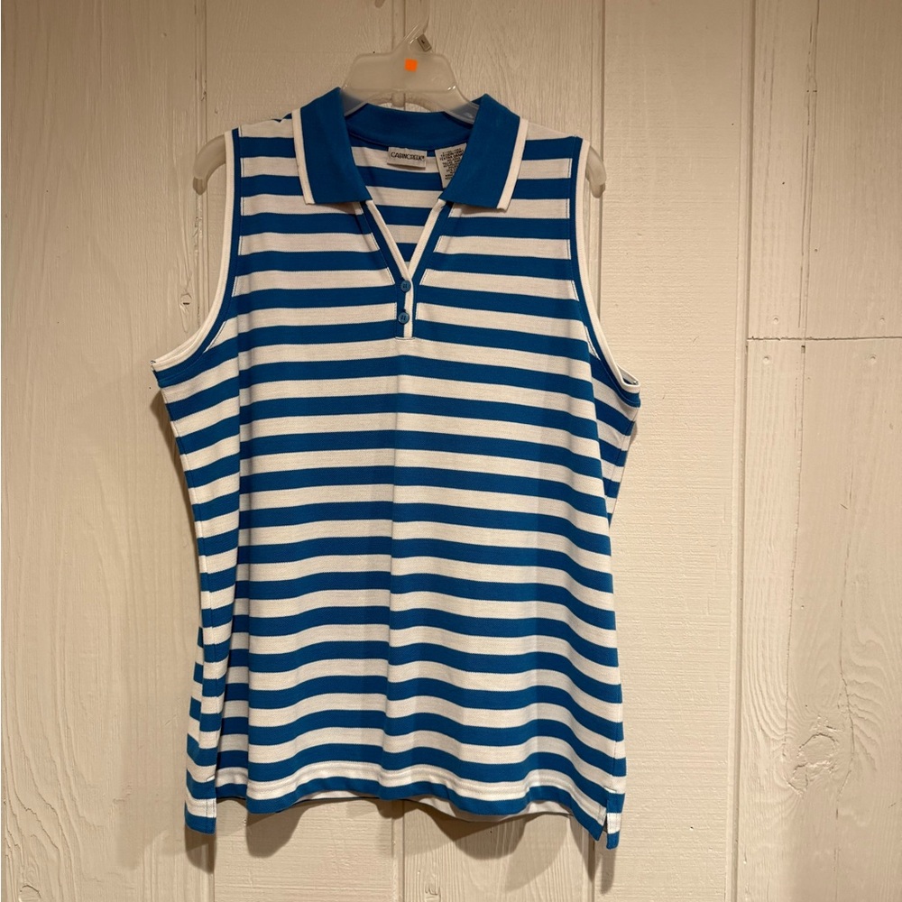 Cabin Creek Blue and White Striped Tank Top